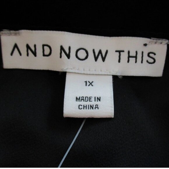 And Now This Women's Plus Size Satin Long-Sleeve Button-Front Shirt, Black, 1X - Picture 3 of 6